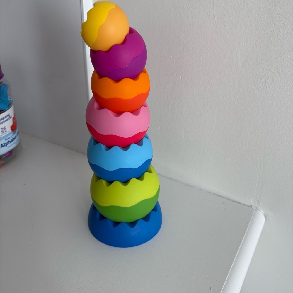 Fat Brain Togs Stacking Rainbow Egg Toy - Multicolor Kids Stacking Cups